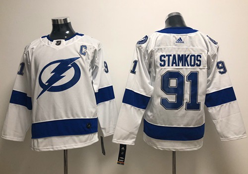Adidas Tampa Bay Lightning #91 Steven Stamkos White Road Authentic Stitched Youth NHL Jersey->youth nhl jersey->Youth Jersey